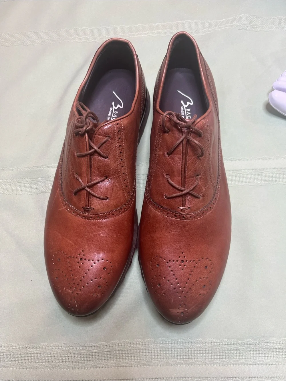 Bacco Bucci Cognac Brown Leather Oxford Shoes